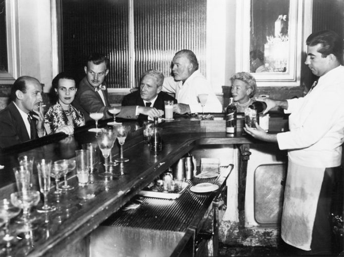   Spencer Tracy, Ernest and Mary Hemingway, and others at La Florida, Havana, Cuba, circa 1955. Photograph in the Ernest Hemingway Photograph Collection, John Fitzgerald Kennedy Presidential Library and Museum, Boston.